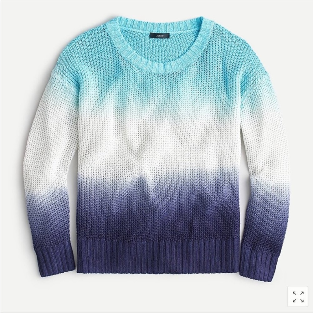 J CREW NWT DIP-DYE BEACH SWEATER LINEN BLUE AM099